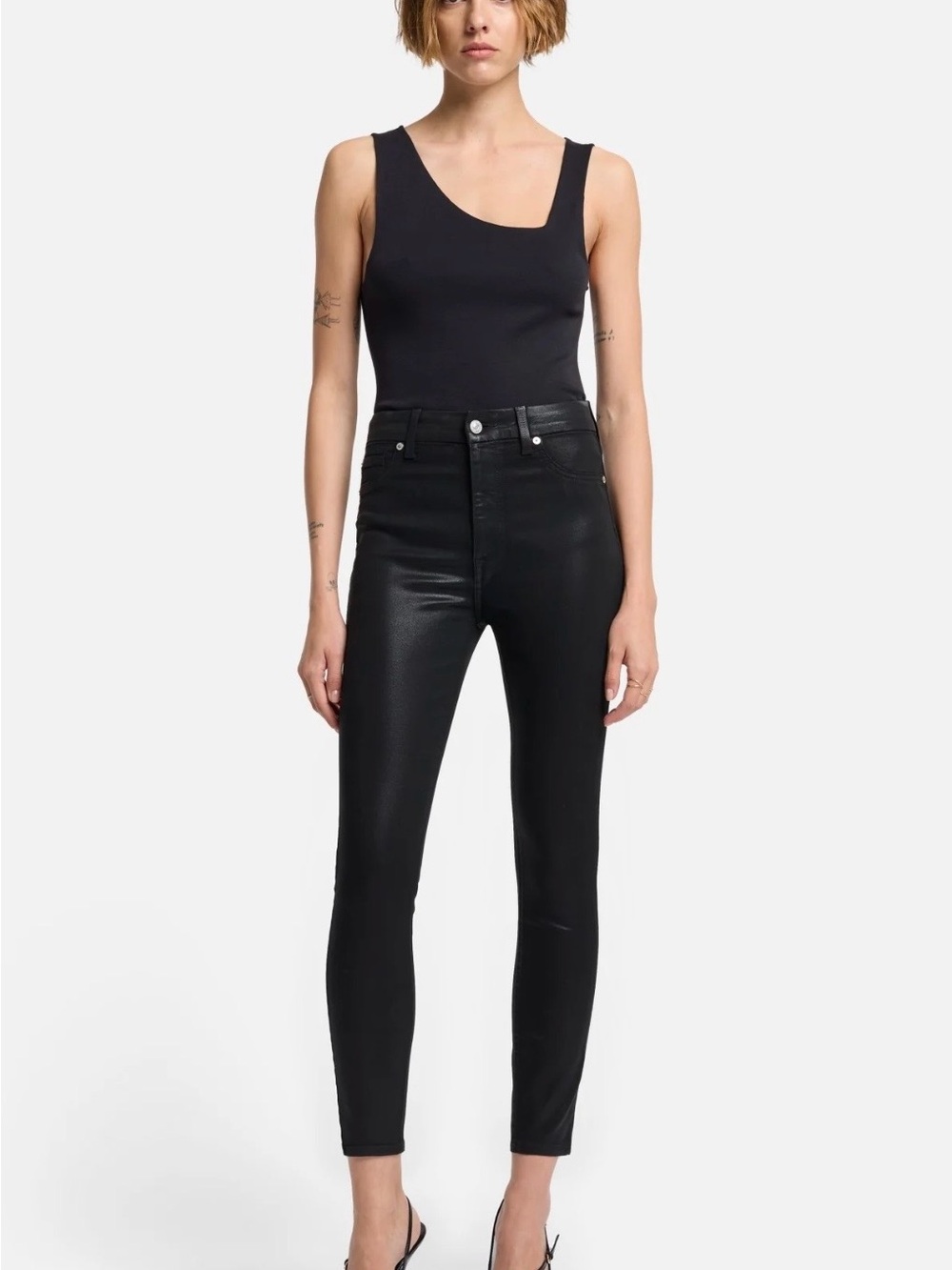 7 For All Mankind Black B(air) Coated Denim Jeans, 27